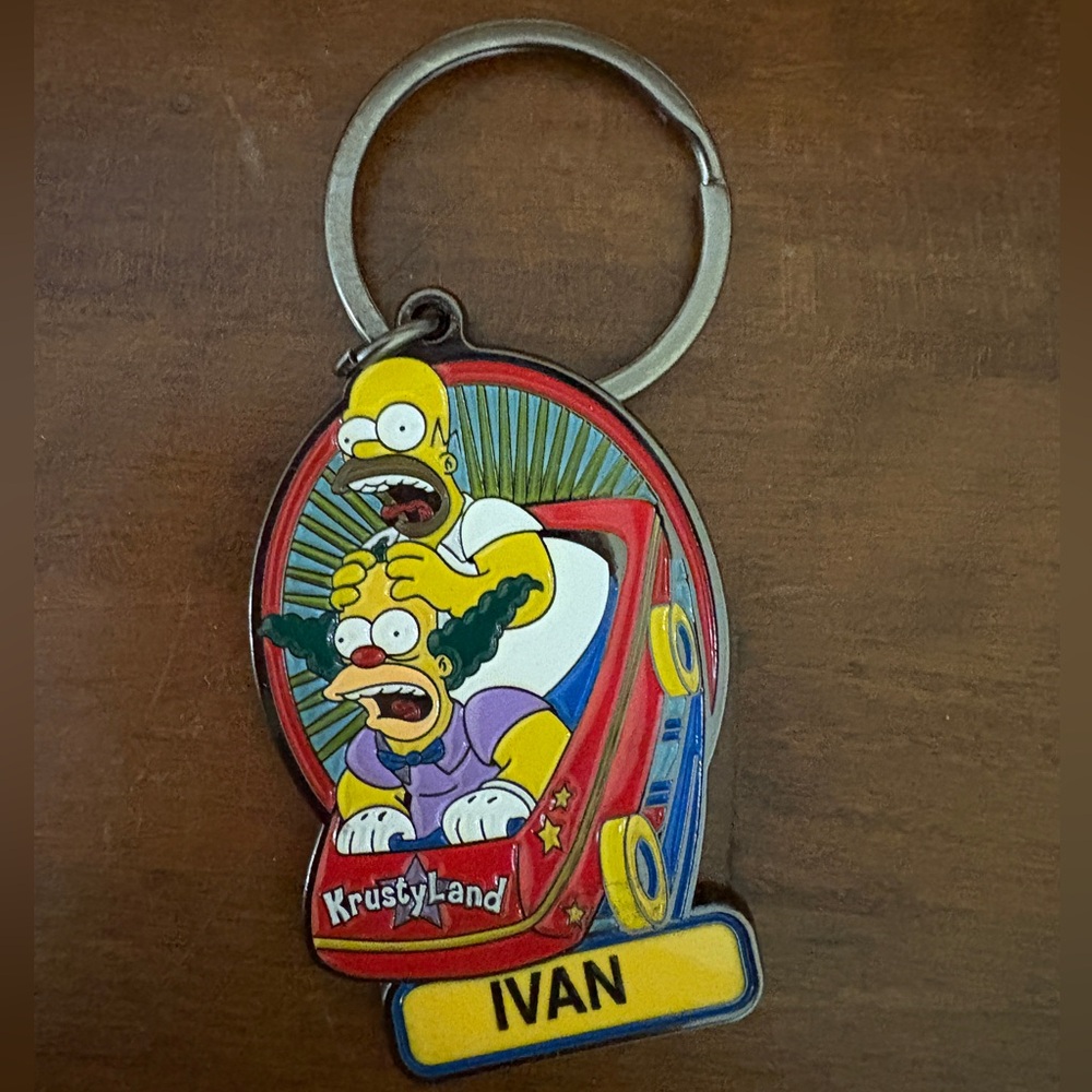 KrustyLand Keychain with Homer and Krusty - Ivan name plate - New